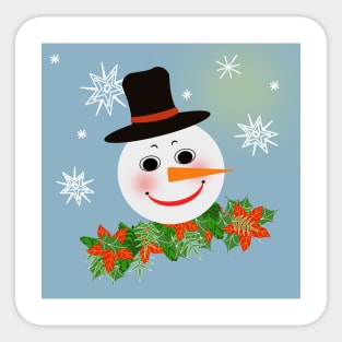 happy snowman with snowflakes Sticker